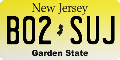 NJ license plate B02SUJ