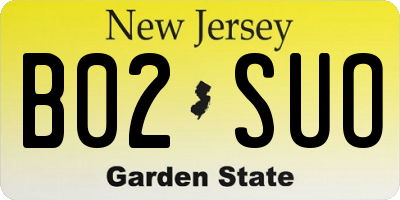 NJ license plate B02SUO