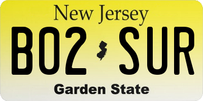 NJ license plate B02SUR