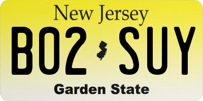 NJ license plate B02SUY