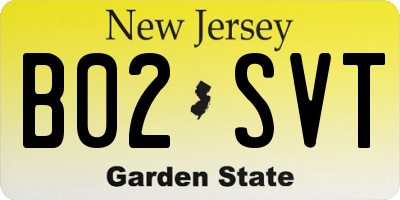 NJ license plate B02SVT