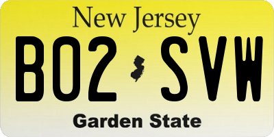 NJ license plate B02SVW