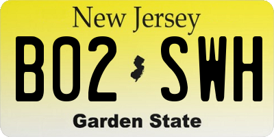 NJ license plate B02SWH