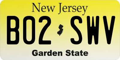 NJ license plate B02SWV