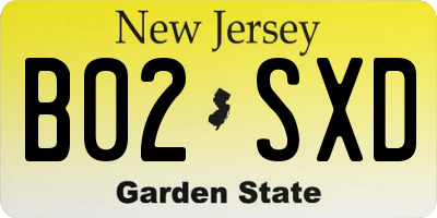 NJ license plate B02SXD