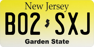 NJ license plate B02SXJ