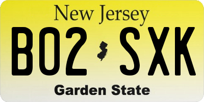 NJ license plate B02SXK
