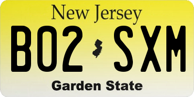 NJ license plate B02SXM