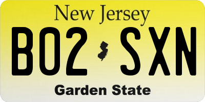 NJ license plate B02SXN