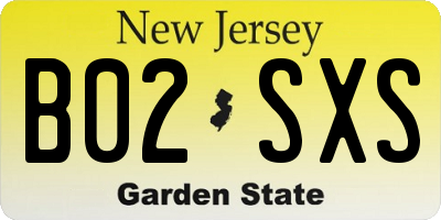 NJ license plate B02SXS