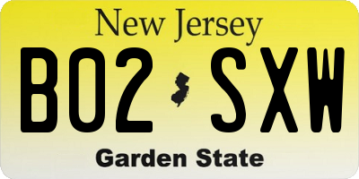 NJ license plate B02SXW