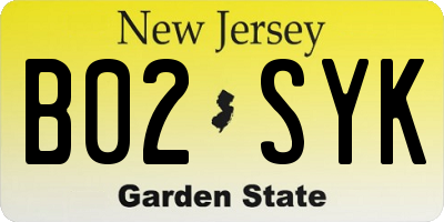 NJ license plate B02SYK