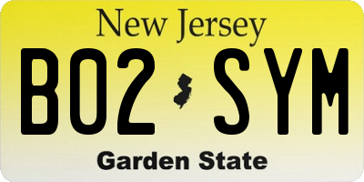 NJ license plate B02SYM