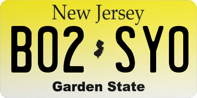 NJ license plate B02SYO
