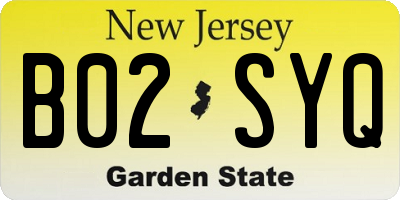 NJ license plate B02SYQ