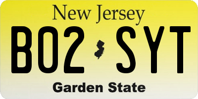 NJ license plate B02SYT
