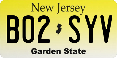 NJ license plate B02SYV