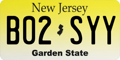 NJ license plate B02SYY