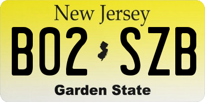 NJ license plate B02SZB