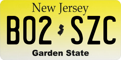 NJ license plate B02SZC