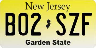 NJ license plate B02SZF