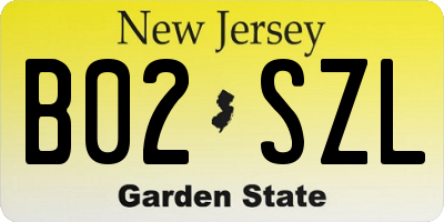 NJ license plate B02SZL
