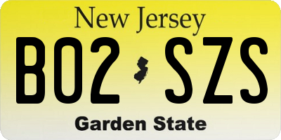 NJ license plate B02SZS