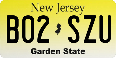 NJ license plate B02SZU