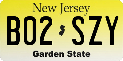 NJ license plate B02SZY
