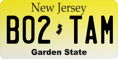 NJ license plate B02TAM