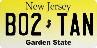 NJ license plate B02TAN