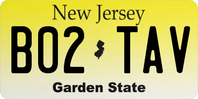 NJ license plate B02TAV
