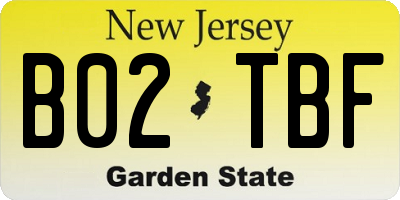 NJ license plate B02TBF