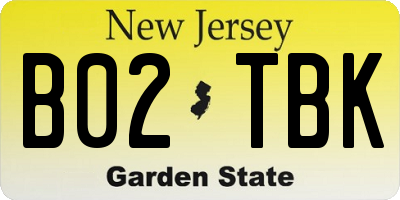 NJ license plate B02TBK