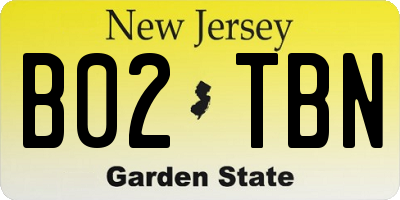 NJ license plate B02TBN