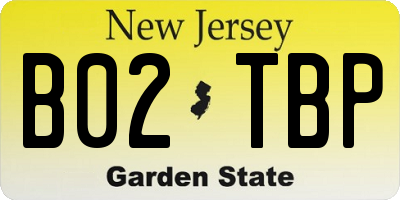 NJ license plate B02TBP