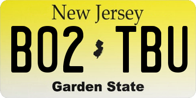 NJ license plate B02TBU