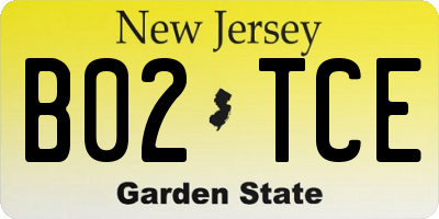 NJ license plate B02TCE