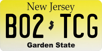 NJ license plate B02TCG