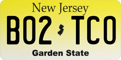 NJ license plate B02TCO