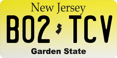 NJ license plate B02TCV