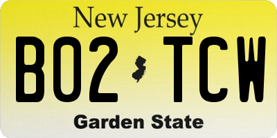 NJ license plate B02TCW