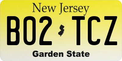 NJ license plate B02TCZ