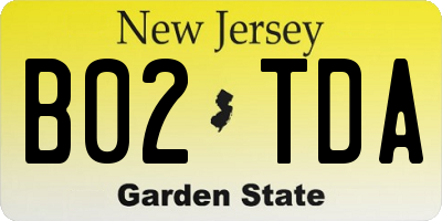 NJ license plate B02TDA
