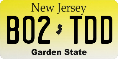 NJ license plate B02TDD