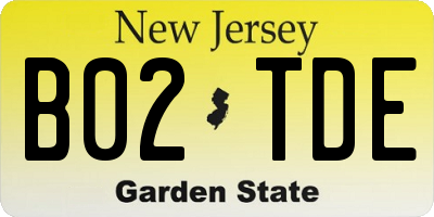 NJ license plate B02TDE