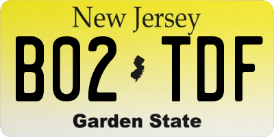 NJ license plate B02TDF