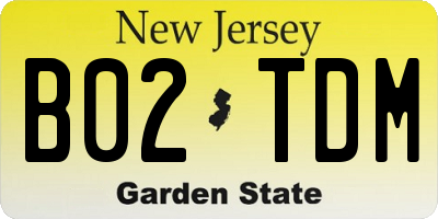 NJ license plate B02TDM