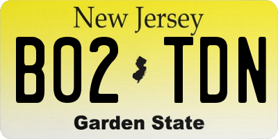 NJ license plate B02TDN