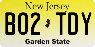 NJ license plate B02TDY